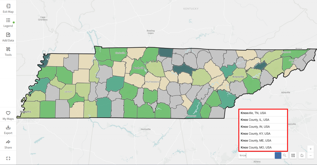 Map Builder interface showing location selection input